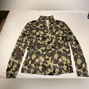 FORLOH Men's Large Deep Space Half Zip Long Sleeve Top Deep Cover Camouflage